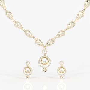 Aurelle Moissanite Diamond Studded 9k Gold <b>Necklace</b> for Weddings - Product Image 1