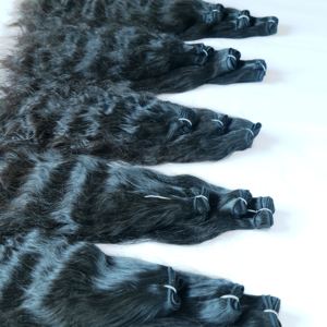 Cheveux humains vierges non transformés à cuticule alignée ondulée brute lâche vague profonde couleur noire naturelle fabrique des extensions en lot - Product Image 3