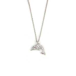 Collar de Delfín Moderno Chapado en Oro de 18K con Rodio, con Circonita y Diamante, Cadenas de Plata de Ley 925 para Compromiso - Product Image 2