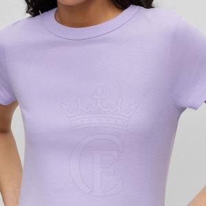 T-shirt à manches courtes pour femmes de haute qualité avec design à col rond écologique et respirant pour le service OEM d'été disponible - Product Image 4