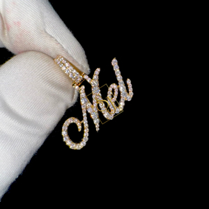 Collar con Colgante de Letra Inicial Cursiva en Oro Sólido de 14K, Dijes Personalizados con Diamantes Cultivados en Laboratorio, Regalos Personalizados para Niños - Product Image 1