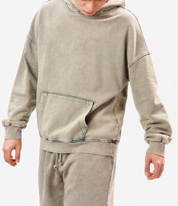 Sweats à capuche pour hommes élégants en denim délavé, de haute qualité, personnalisables, 100% coton molletonné, imperméables, décontractés, streetwear, vente en gros - Product Image 1