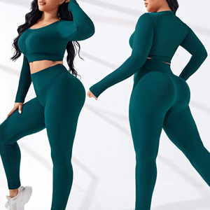 Conjunto de camiseta y Mallas para mujer que absorbe la humedad, ropa deportiva elástica transpirable, marca personalizada, venta al por mayor, OEM - Product Image 6