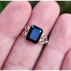 <b>Emerald</b> Cut Black Onyx <b>Ring</b> Handmade Boho Statement Sterling <b>Silver</b> <b>Ring</b> Platinum Jewelry Perfect Birthday Gift for Her - Product Image 6