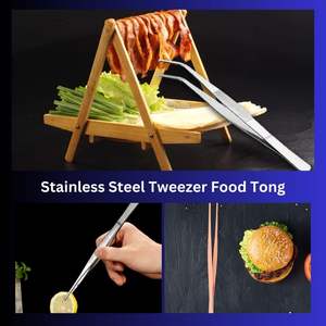 แหนบยาวตรงยาวสแตนเลสอุปกรณ์บาร์บาร์บีคิวสำหรับทำอาหารในครัว - Product Image 6