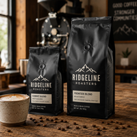 Sacs à café personnalisés AT PACK de 12 oz (2 lb) noirs mats avec valve et fermeture à boucle métallique, emballage à soufflets latéraux pour torréfacteurs de café