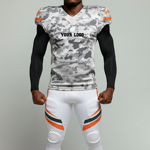 Maillots de football américain professionnels 100 % polyester sur mesure, design camouflage personnalisé, manches courtes, respirants, uniformes d'équipe - Product Image 4