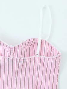 Women's Fashion <b>Striped</b> Peplum <b>Tank</b> <b>Top</b> Sweetheart Neck Thin Adjustable Straps Camisole Female Casual Wear - Product Image 4