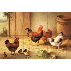 Rooster Tile Backsplash EH003 Mural de cerámica para Country Life Chick Art Wall Murals - Product Image 1