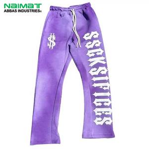 GSM Personnalisable Pantalon de survêtement décontracté d'hiver pour hommes Polaire lourde Polyester/Coton Patchwork Couleur bloquée Dentelle évasée noire - Product Image 3