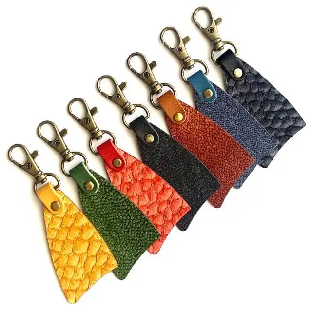 Original leather keychains fish Fillet type beautiful light and soft leather products fish leather