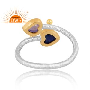 Best Quality Fine <b>Sterling</b> <b>Silver</b> Natural Lapis Lazuli & Iolite Gemstone <b>Adjustable</b> <b>Ring</b> Custom Jewelry Manufacturer - Product Image 4