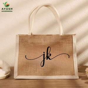 Bolsas de compras de diseño con logotipo y tamaño personalizables, hechas de yute, 100% ecológicas. - Product Image 2