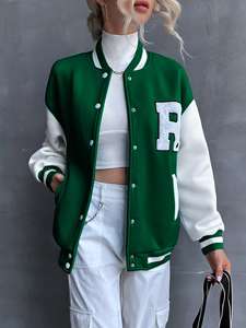 Chaqueta Letterman/Varsity hecha a medida para mujer, estilo botón, abrigo deportivo informal para uso en exteriores, la mejor calidad - Product Image 4