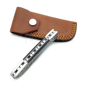 Damas Unique Lame En Acier Couteau De Chasse Pliant Lisse À Une Main Ouvert DIY Grade OEM Personnalisable Manche En Bois - Product Image 4