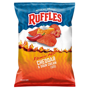 Ruffles <b>Lays</b> Chips <b>Onion</b> Yogurt Flavor Cheddar <b>Cheese</b> Sour Cream Flavor 82g Exotic Snacks <b>Lay's</b>s Ruffles Potato Chips 82g - Product Image 1