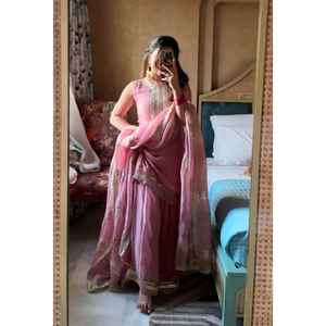 Salwar Kameez Moderno y Cómodo con Bordado, Adorno de Espejos y Borde de Encaje, de Secado Rápido, para Fiestas de Mujeres, para Todas las Temporadas - Product Image 1