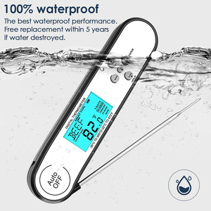 Termometer Digital Profesional dengan <span class=keywords><strong>Probe</strong></span> Lipat untuk Memasak Daging Cairan Dapur Restoran IP66 Tahan Air LCD Bacaan Instan - Product Image 2