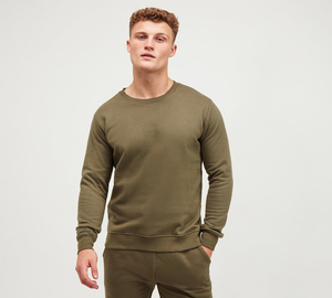 Sweat-shirt à col rond surdimensionné pour homme, décontracté d'hiver, avec logo personnalisé, strass solides, épaules tombantes - Product Image 2