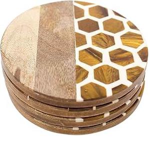 Posavasos de resina y madera con mezcla de tamaños personalizados, posavasos de la mejor calidad, multicolores y uso en fiestas en casa - Product Image 2