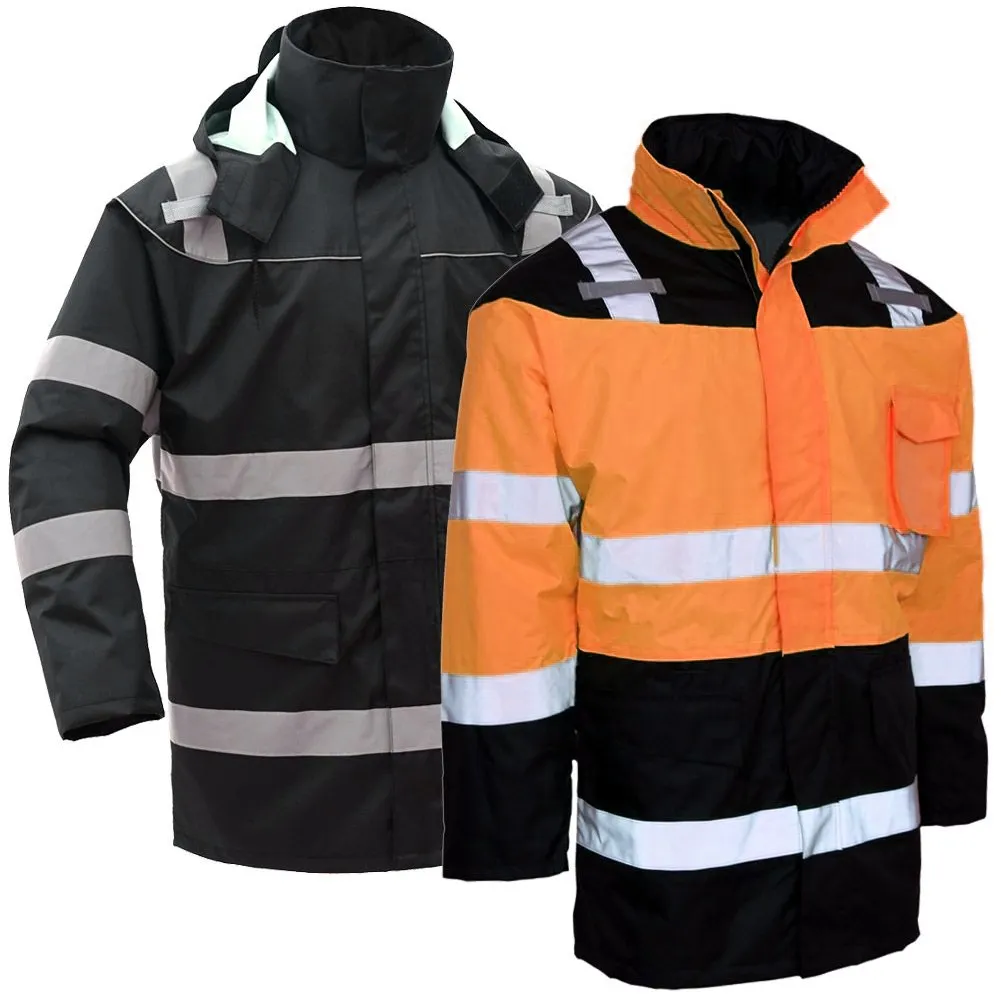 Hi-viz iş giysisi kış kapitone güvenlik bombacı ceket yansıtıcı iş su geçirmez ceketler desen özel Logo