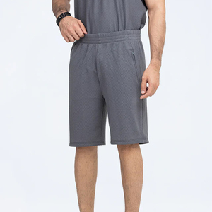 Shorts pour hommes à taille élastique, motif quadrillé tendance, avec poche zippée, pour la salle de sport, la course à pied, le jogging, motif uni, service OEM - Product Image 1