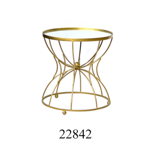 Salon de style traditionnel indien du fabricant et de l'exportateur Table d'appoint et d'appoint en fer décoratif en métal avec dessus en marbre doré - Product Image 3