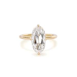 Opulent Elongated Oval Cut <b>Diamond</b> <b>Ring</b> Setting 3 Ct D-F VVS1-VS2 Lab Grown <b>Diamond</b> In 14K And 18K Yellow Gold Daily Wear Gift - Product Image 1