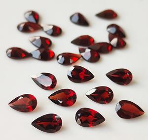 พลอยโกเมนสีแดงธรรมชาติแบบแฮนด์เมดตัดเป็นเหลี่ยมเพชรพลอยหลวม3x5mm-8x12mm ลูกแพร์ทำด้วยมือสำหรับทำเครื่องประดับ - Product Image 1