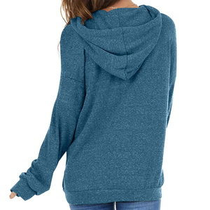 Sudadera con capucha personalizada para mujer, nuevo estilo, hombro caído, ropa de calle de punto transpirable ecológica para otoño con Logo frontal - Product Image 2