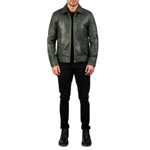 Veste à capuche en cuir de vache véritable pour homme avec col montant Logo avant - Vêtement d'extérieur d'automne Coupe-vent Respirant Design élégant - Product Image 3