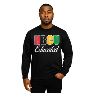 HBCU Alpha Educated Chenille Sweatshirt <b>Black</b> Pan African Gold Embroidery Premium Cotton Greek Fraternity Divine Nine Apparel - Product Image 1