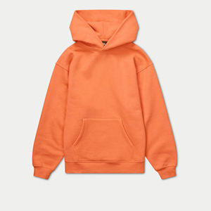 Sudadera con capucha naranja para hombre, lisa, de forro polar, personalizable, extragrande, estilo urbano, hombros caídos, informal, marca privada - Product Image 4