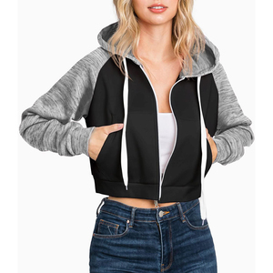 Sudaderas con capucha ecológicas para mujer, ropa con impresión de logotipo personalizado, sudaderas de manga larga, Sudadera corta con capucha para mujer - Product Image 4
