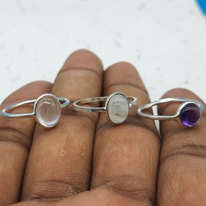 Bague à lunette en quartz rose délicat avec diamant rond taille brillant en argent sterling 925 cadeau simple et élégant pour son type de bijoux - Product Image 1