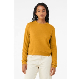 Bella + Canvas 7511 Style Mid Length Cropped <b>Women</b> Classic Crewneck Heather <b>Mustard</b> Sweatshirt <b>Jumper</b> Breathable Sweatshirt - Product Image 2