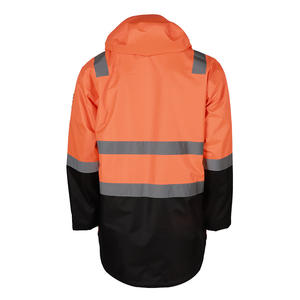 Veste de travail de sécurité haute visibilité classe 1 réfléchissante pour hommes, orange, imperméable, en polyester, avec capuche - Product Image 6