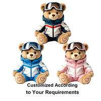 Peluches personnalisées en forme d'ours en peluche de ski, rembourrage en coton PP, jouets doux, jouets en peluche pour couples, animaux en peluche pour cadeaux