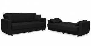 Ensemble de canapé-lit extensible, style de conception européen, convertible, rangement, cadre en bois massif, revêtement en tissu, mécanisme clic-clac, petit - Product Image 3