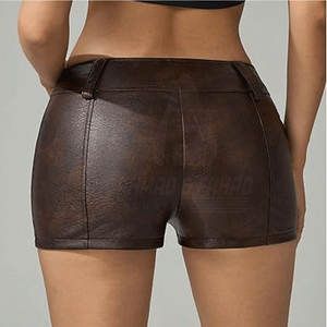 High Quality Women's Leather Shorts Custom <b>Logo</b> <b>Design</b> OEM Windproof Eco-Friendly Breathable Casual Summer Wear Customized Color - Product Image 2