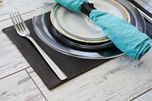 Elegante Mantel Individual de Cuero Genuino Hecho a Mano para Restaurante, Resistente a Olores, Duradero, Antideslizante, Decoración de Mesa - Product Image 2