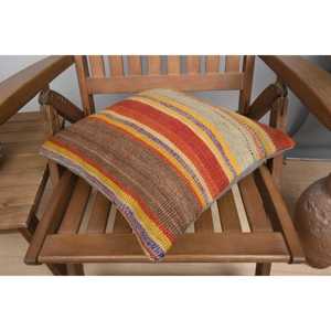 Multicolor Wool Kilim <b>18x18</b> Inch Rustic Accent Pillow Woven Vintage Fluffy Leaves Pattern Decorative Cushion - Product Image 4