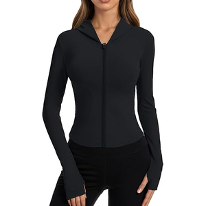 Veste d'entraînement douce pour femmes, fermeture éclair intégrale, haut léger, extensible, vêtements de yoga, activité physique, confort, nylon, élasthanne - Product Image 1