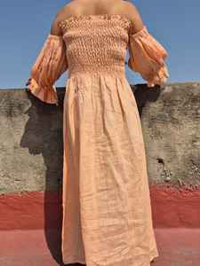 ชุดเดรสยาวผ้าฝ้ายลายสก็อตย้อมสีพื้น ทำมือ ระบายอากาศได้ดี ซักได้ น้ำหนักเบา เหมาะสำหรับงานปาร์ตี้สำหรับผู้หญิง บริการ OEM - Product Image 3