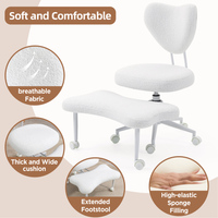 Chaise de méditation ergonomique avec dossier en forme de cœur, repose-pieds, hauteur réglable, pivotante et à roulettes, pour bureau, étude ou dressing