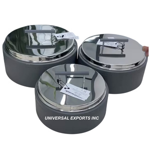 Calentador de alimentos de Metal decorativo Juego de dos vajilla Cazuela de diseñador hecha a mano Olla de metal de lujo con estilo clásico - Product Image 3