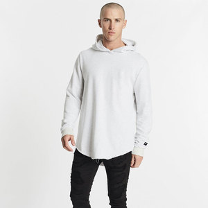 Sweat à capuche long en coton 100% pour hommes, style coréen, avec cordon de serrage et ourlet incurvé, idéal pour la gym et le fitness, personnalisable avec logo OEM, vente en gros - Product Image 3