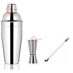 Shaker à cocktail en acier inoxydable Deluxe avec agitateur à cocktail couleur argent brillant poli avec accessoires de bar professionnels - Product Image 1