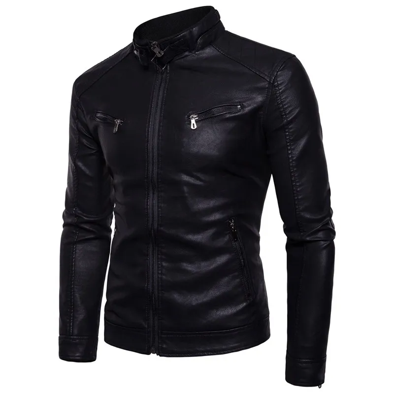 Nova alta qualidade 100% grande tamanho velo-alinhado stand colarinho jaquetas masculinas zip up jaqueta de couro motocicletas para homens por atacado OEM