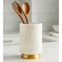 Caddy à couverts en marbre et laiton de créateur de qualité supérieure 5 étoiles Organisation d'ustensiles de cuisine pour hôtels Prix de gros en vrac pour les détaillants de luxe